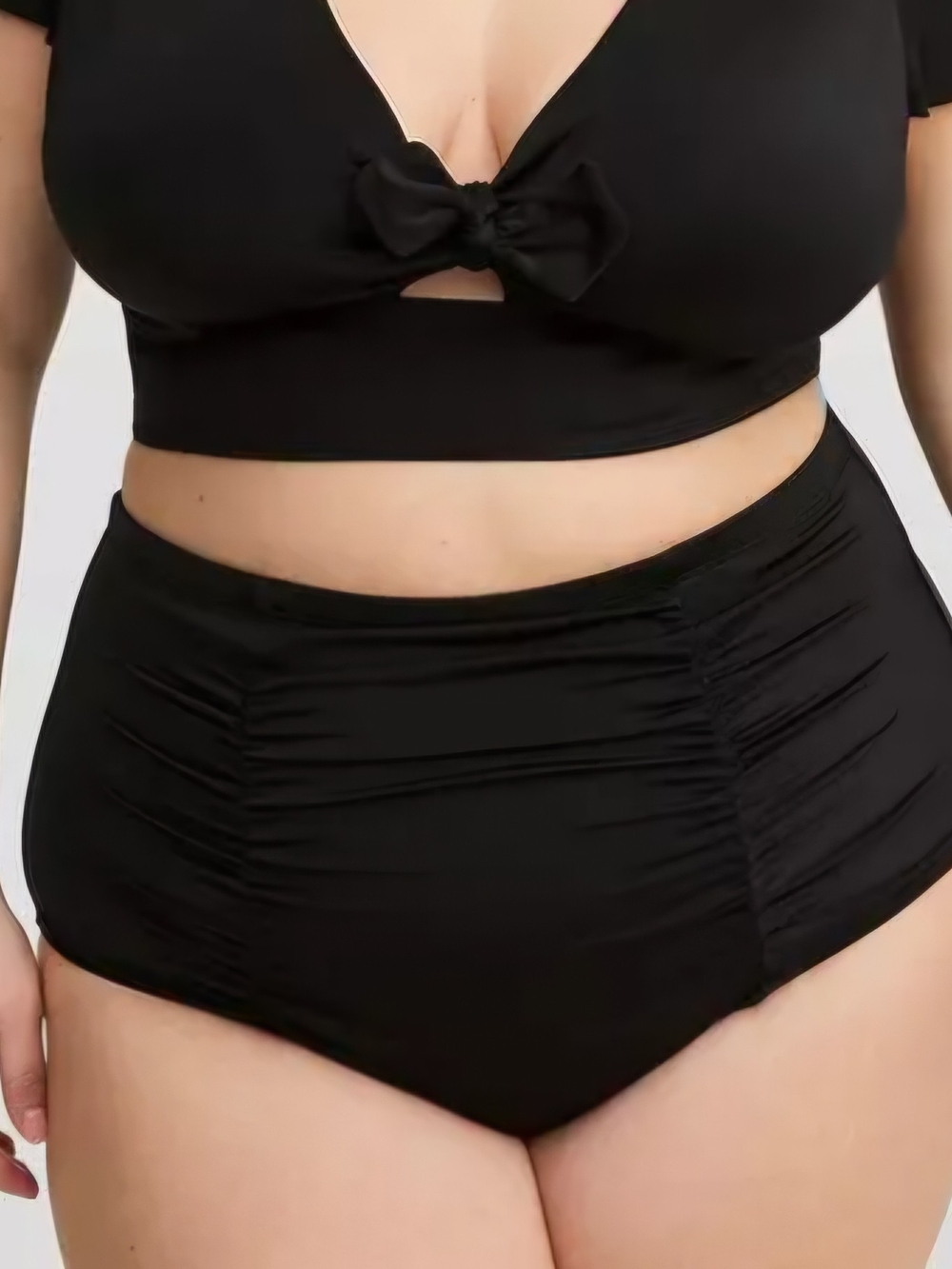 torrid Women's Plus Size 2 Black High-Waist Ruched Bikini Bottom